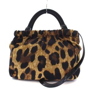 Salvatore Ferragamo ヴァラ レオパードハンドバッグ ブラウン