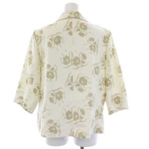 Leilian スーツ セットアップ テーラードジャケット ロングスカート 総柄 花柄 L アイボリー カーキ