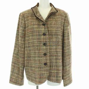 Leilian スーツ セットアップ ジャケット スカート ロング ミモレ フレア ツイード ベロア切替 シルク混