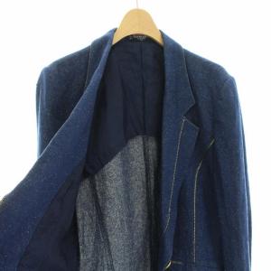 LEONARD FASHION デニムテーラードジャケット シングル 1B ノーベント 金ボタン シルク