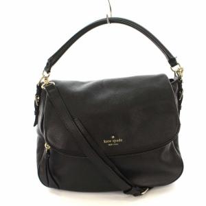 ショルダーバッグ 2WAY レザー 裏地ストライプ ブラック