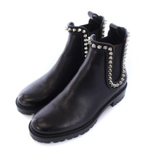 Christian Louboutin サイドゴアブーツ スパイク レザー 38.5 ブラック