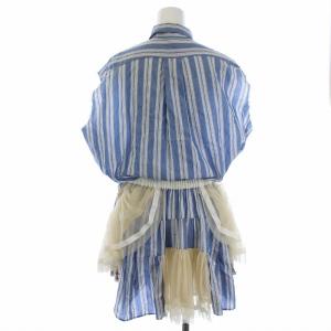 sacai ストライプノースリーブブラウス 1 ブルー