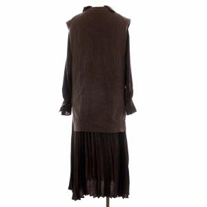 Ameri VINTAGE 19AW VEST WITH PLEATS DRESS ドッキング ワンピース プリーツ ロング 長袖