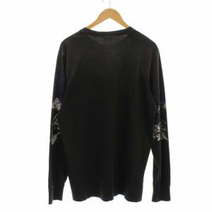 DIESEL タグ付き カットソー Tシャツ USED加工 ダメージ加工 プリント 長袖 L チャコールグレー