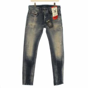SLEENKER SKINNY デニムパンツ ダメージ加工 スリム ストレッチ W30 L32 ネイビー