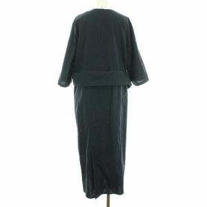 ENFOLD 18AW ワンピース ロング 七分袖 ベルト フリル 36 ネイビー