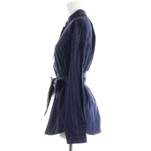 upper hights THE SHIRT20 ボウタイ付きシャツ ブラウス コットン ストライプ リボン 長袖 1 S 紺 ネイビー