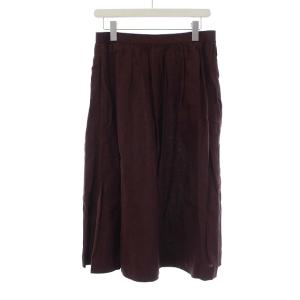 MARGARET HOWELL 19SS ギャザースカート フレア ロング リネン 3 L ボルドー 578-9132033