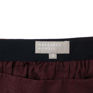 MARGARET HOWELL 19SS ギャザースカート フレア ロング リネン 3 L ボルドー 578-9132033