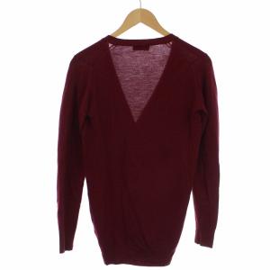 JOHN SMEDLEY ニットカーディガン 長袖 Vネック ウール イギリス製 S レッド