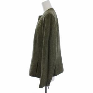 Leilian スーツ セットアップ 上下 ノーカラージャケット ジップアップ タイトスカート ミモレ丈 ウール シルク 日本製 13+ XL