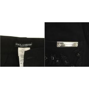 DOLCE&GABBANA 14 GOLD デニムパンツ ジーンズ ストレート ビジュー刺繍 コットン 48 ブラック