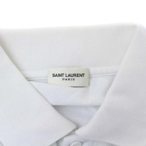 SAINT LAURENT PARIS 2018年製 カサンドラロゴ 半袖 ポロシャツ YSL刺繍 L ホワイト