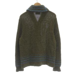 RRL ラルフローレン カーディガン ニット ショールカラー 長袖 麻 リネン ウール混 M カーキ 青 ブルー