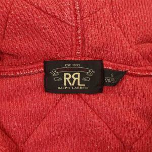 RRL パーカー 中綿 キルティング プルオーバー ハーフジップ フード 長袖 コットン S レッド
