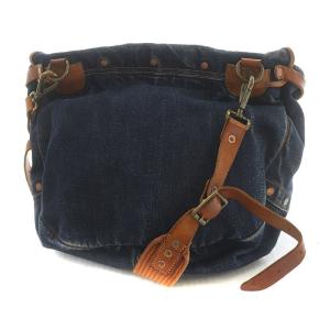 RRL ショルダーバッグ デニム レザー 紺 茶