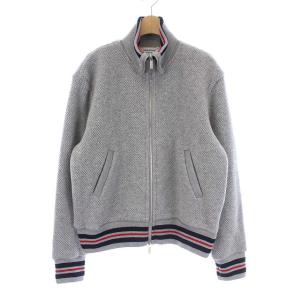 THOM BROWNE カーディガン トリコロール ハイネック ジップアップ S グレー