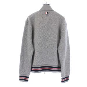 THOM BROWNE カーディガン トリコロール ハイネック ジップアップ S グレー