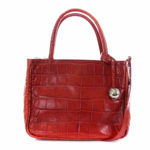 ショルダーバッグ ハンドバッグ 2way クロコ 型押しレザー レッド