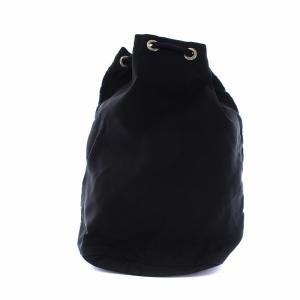 PRADA ヴィンテージ ハンドポーチ 巾着 三角プレート ナイロン レザー イタリア製 ブラック