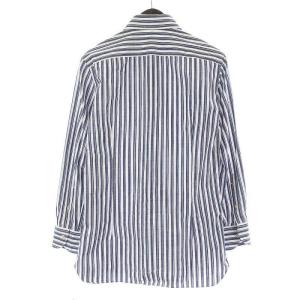 LUIGI BORRELLI LUXURY VINTAGE 近年モデル シャツ カジュアル 長袖 ストライプ コットン XS ブルー ホワイト