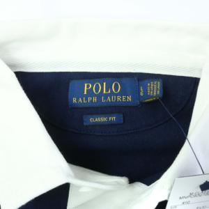 POLO RALPH LAUREN ラガーシャツ 長袖 切替 コットン L ネイビー ホワイト
