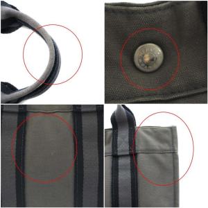 HERMES フールトゥPM トートバッグ ハンドバッグ キャンバス グレー 黒 ブラック