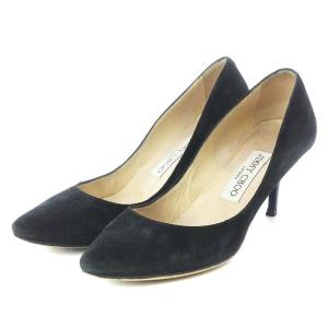 パンプス ヒール ポインテッドトゥ スエード 36.5 ブラック
