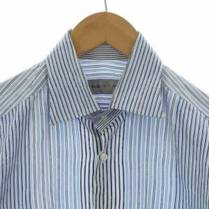 ETRO シャツ スタンダードカラー 長袖 ストライプ コットン 37 XS ブルー ライトブルー