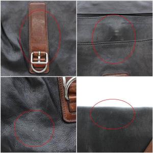 PRADA ショルダーバッグ レザー フラップ ロゴ型押し 黒 ブラック 茶 ブラウン