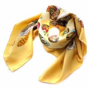 カレ90 COUVEED'HERMES エルメスの雛たち スカーフ シルク 黄