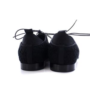 CHANEL レースアップシューズ 総レース ポインテッドトゥ 22.0cm 黒