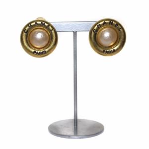 CHANEL ヴィンテージ 95P イヤリング ロゴ ラウンド フェイクパール ゴールド