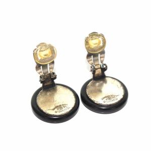 CHANEL ヴィンテージ 96P ココマーク イヤリング サークル ラウンド バイカラー 黒 白