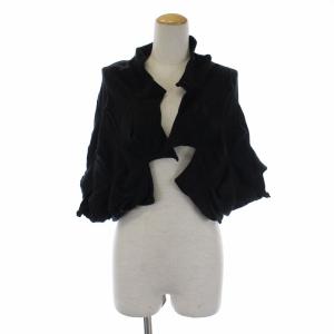 ニットカーディガン ボレロ ショート丈 五分袖 変形 M グレー