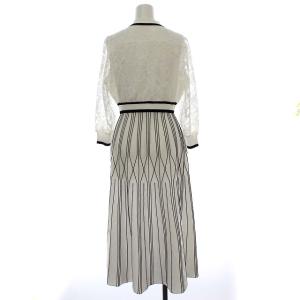Diagram 21SS ワンピース レース シースルー ニット ロング 花柄 36 ホワイト