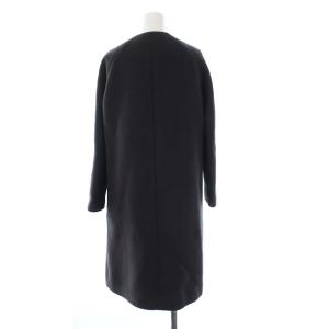 ANAYI 19AW ノーカラー コート アウター ロング カシミヤ混 36 チャコールグレー