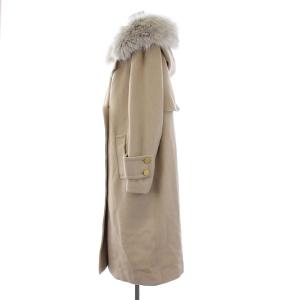 GRACE CONTINENTAL 20AW ダブルフーテッドトレンチコート フェイクファー 36 ベージュ