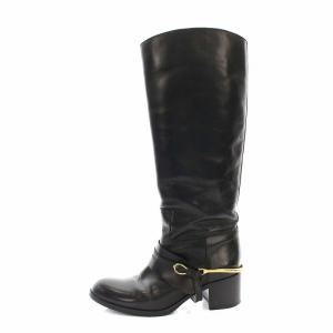SARTORE ジョッキーブーツ ロング ゴールド金具 レザー 36 ブラック