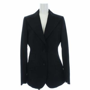 テーラードジャケット 裏地ヒョウ柄 肩パット入 サイドベンツ 40 M 黒 ブラック