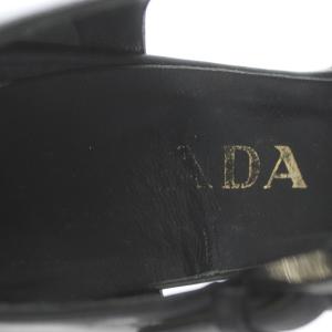 PRADA ストラップサンダル スクエアトゥ チャンキーヒール チェーン スムースレザー 35.5 23cm 黒 ブラック