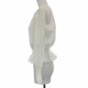 ANAYI 19SS ノーカラージャケット ギャザー ジップアップ 薄手 36 ホワイト