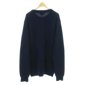 LACOSTE ニット セーター クルーネック ワンポイント ロゴ コットン M ネイビー