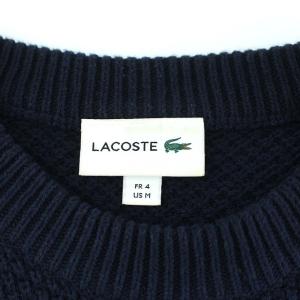 LACOSTE ニット セーター クルーネック ワンポイント ロゴ コットン M ネイビー