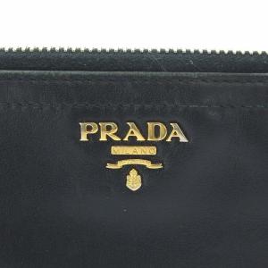 PRADA 長財布 ラウンドファスナー 三角ロゴ レザー ブラック