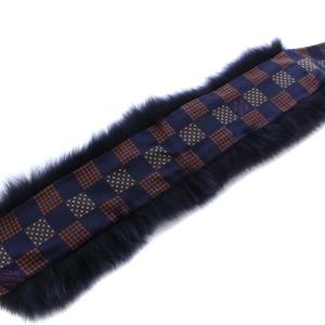 LOUIS VUITTON M75041 バンドーフリュール フォックスファー付 スカーフ ネイビー