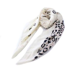 モノグラムグラフィック スカーフ ストール 大判 総柄 白 黒 赤