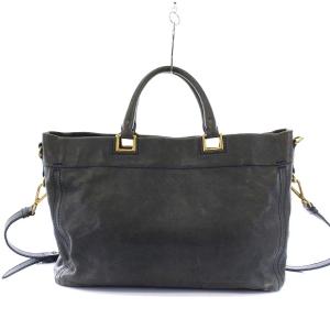 PRADA ハンドバッグ ショルダー 2WAY レザー グレー