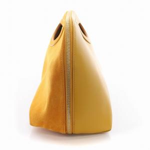 PELLICO ハンドバッグ レザー スエード 切替 F マスタード からし色